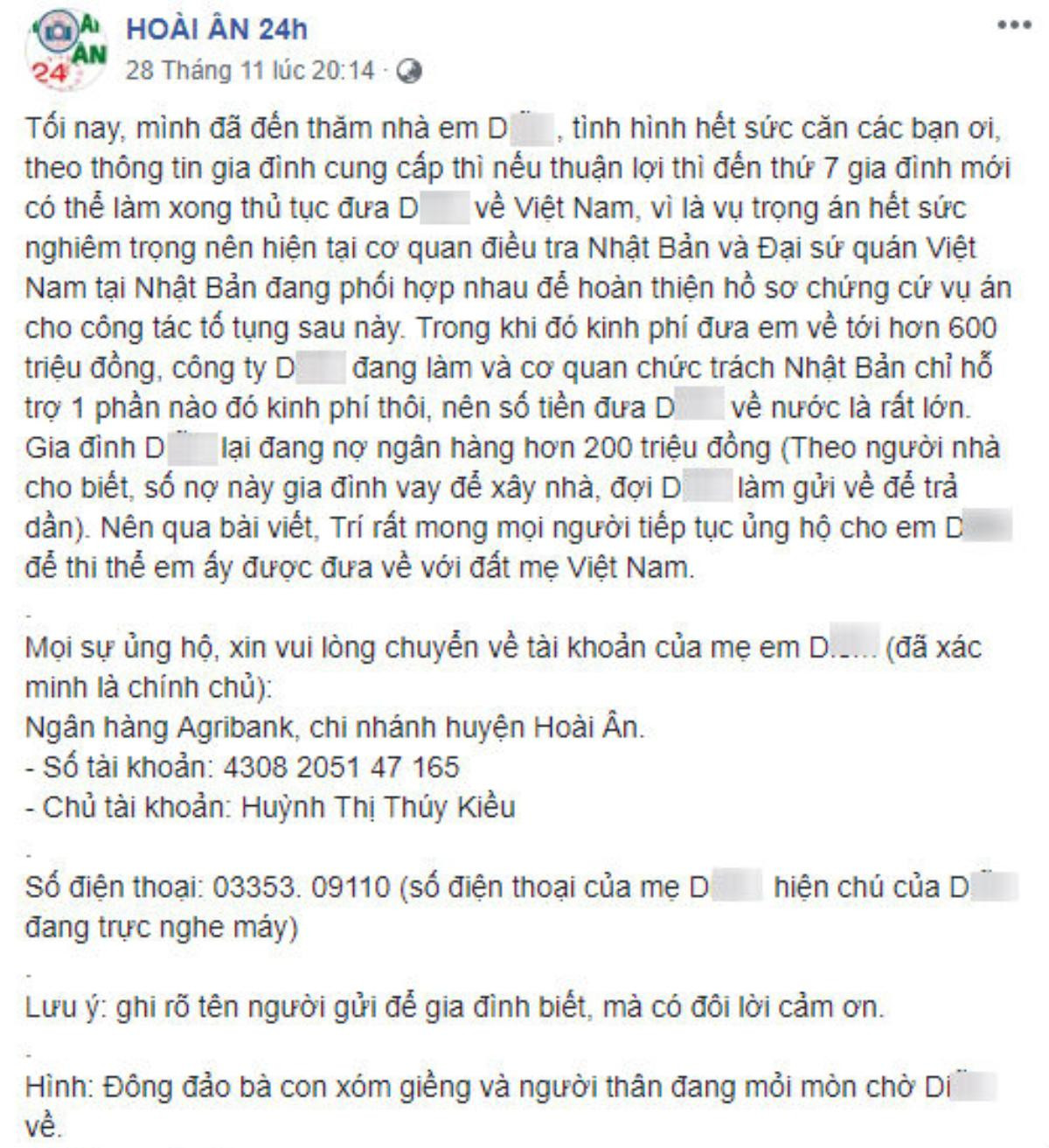 Cô gái Việt bị sát hại tại Nhật, cộng đồng mạng kêu gọi quyên góp đưa thi thể về với gia đình Ảnh 3