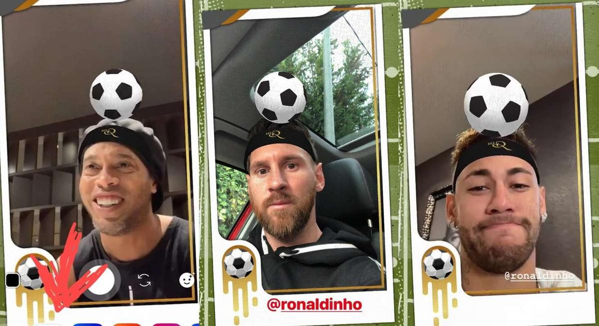 Messi, Neymar đang bận hoá thân thành huyền thoại Ronaldinho trên Instagram với filter cực độc đáo này Ảnh 1