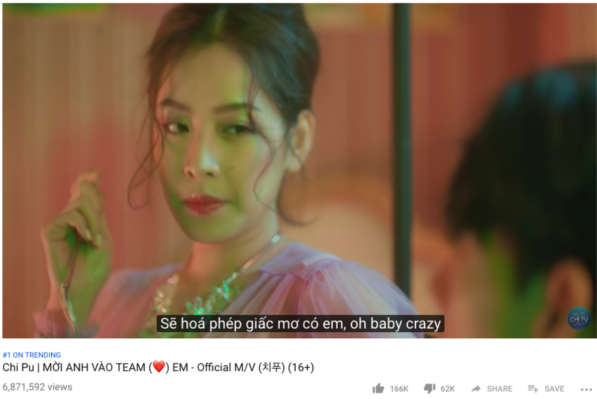 Leo thẳng No.1 BXH Trending sau 3 ngày cùng 6,85 triệu view, MV 16+ của Chi Pu mang lại cho cô những gì trên YouTube? Ảnh 1