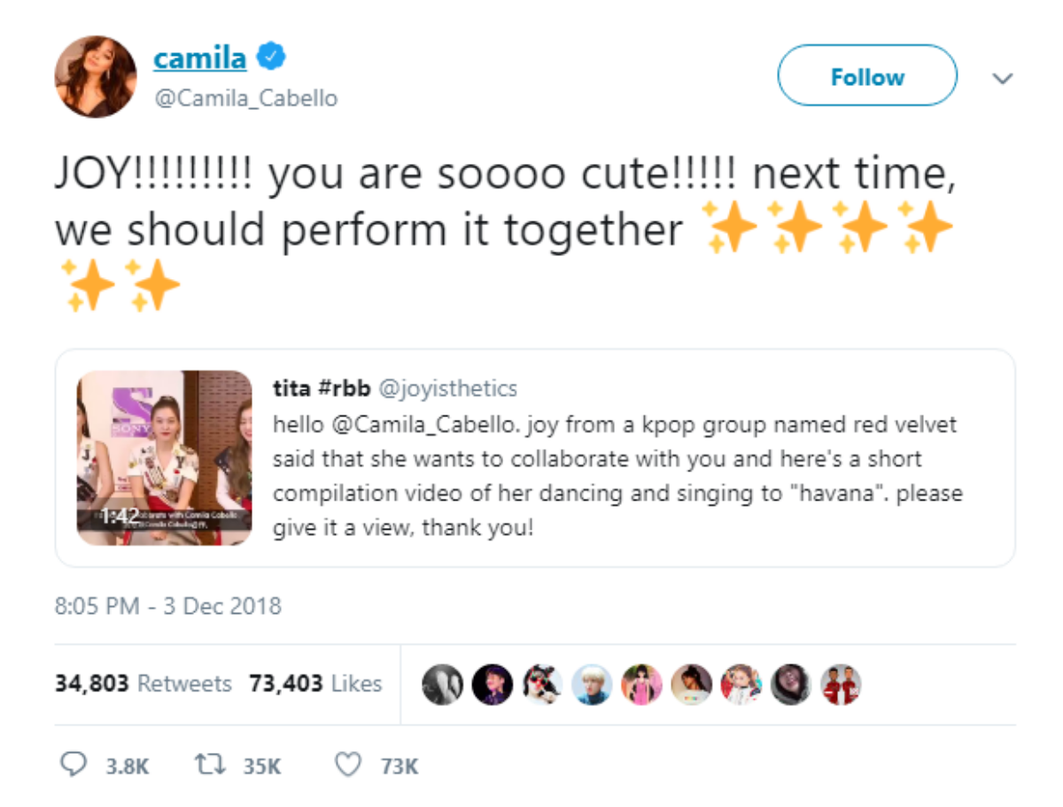 Tin được không: Camila Cabello vừa 'chủ động mời gọi' Joy (Red Velvet) hát chung siêu hit 2018 'Havana' Ảnh 4