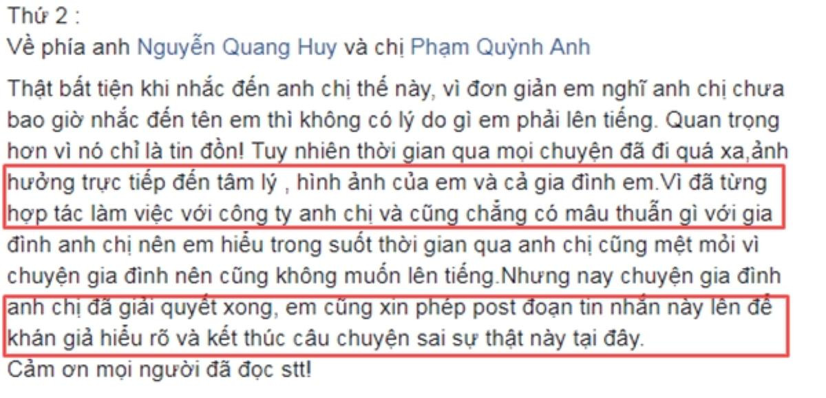 Đây là phản ứng của Phạm Quỳnh Anh khi nhắn tin với Bảo Anh về 'Quang Huy ngoại tình' Ảnh 1