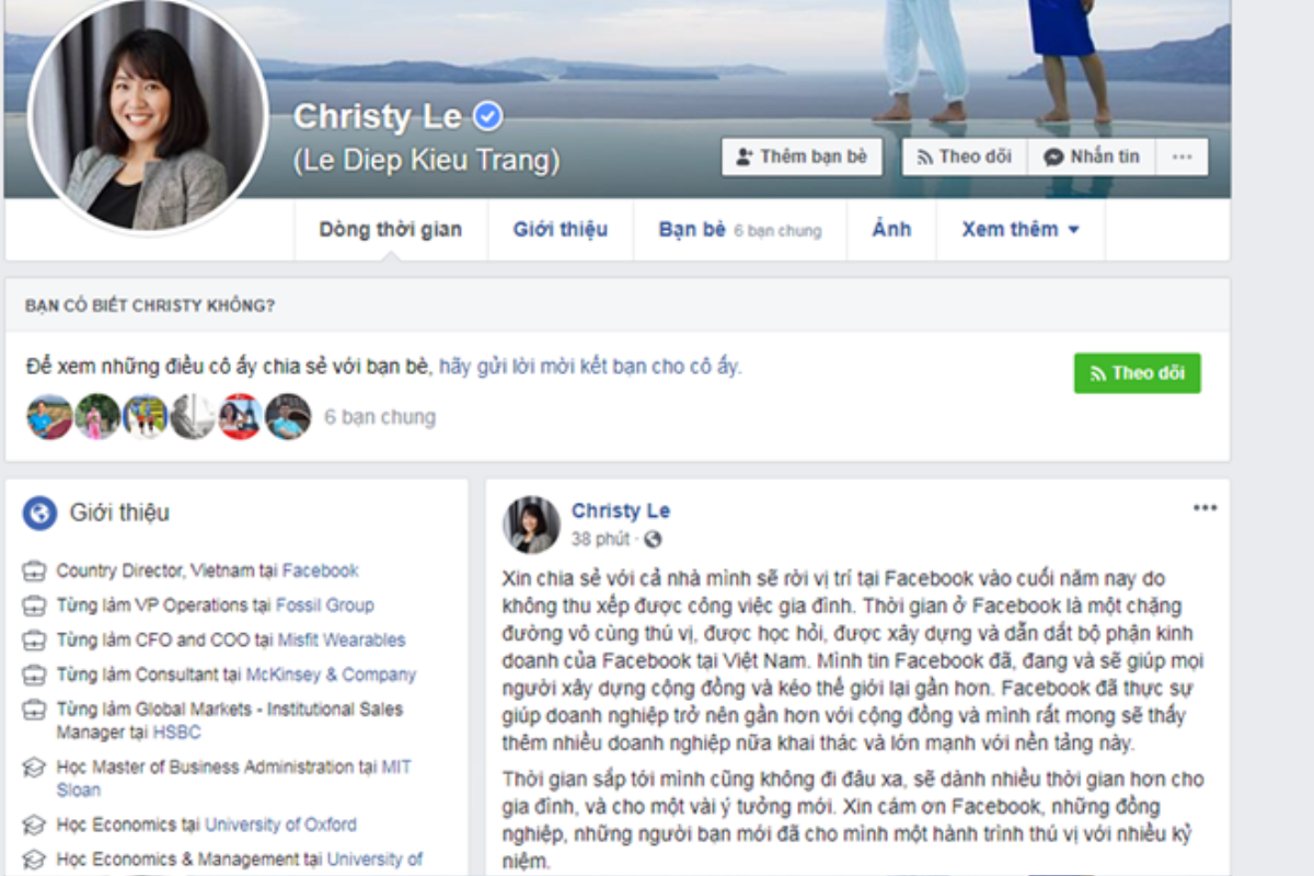 Bà Lê Diệp Kiều Trang sẽ không còn là Giám đốc Facebook Việt Nam Ảnh 1