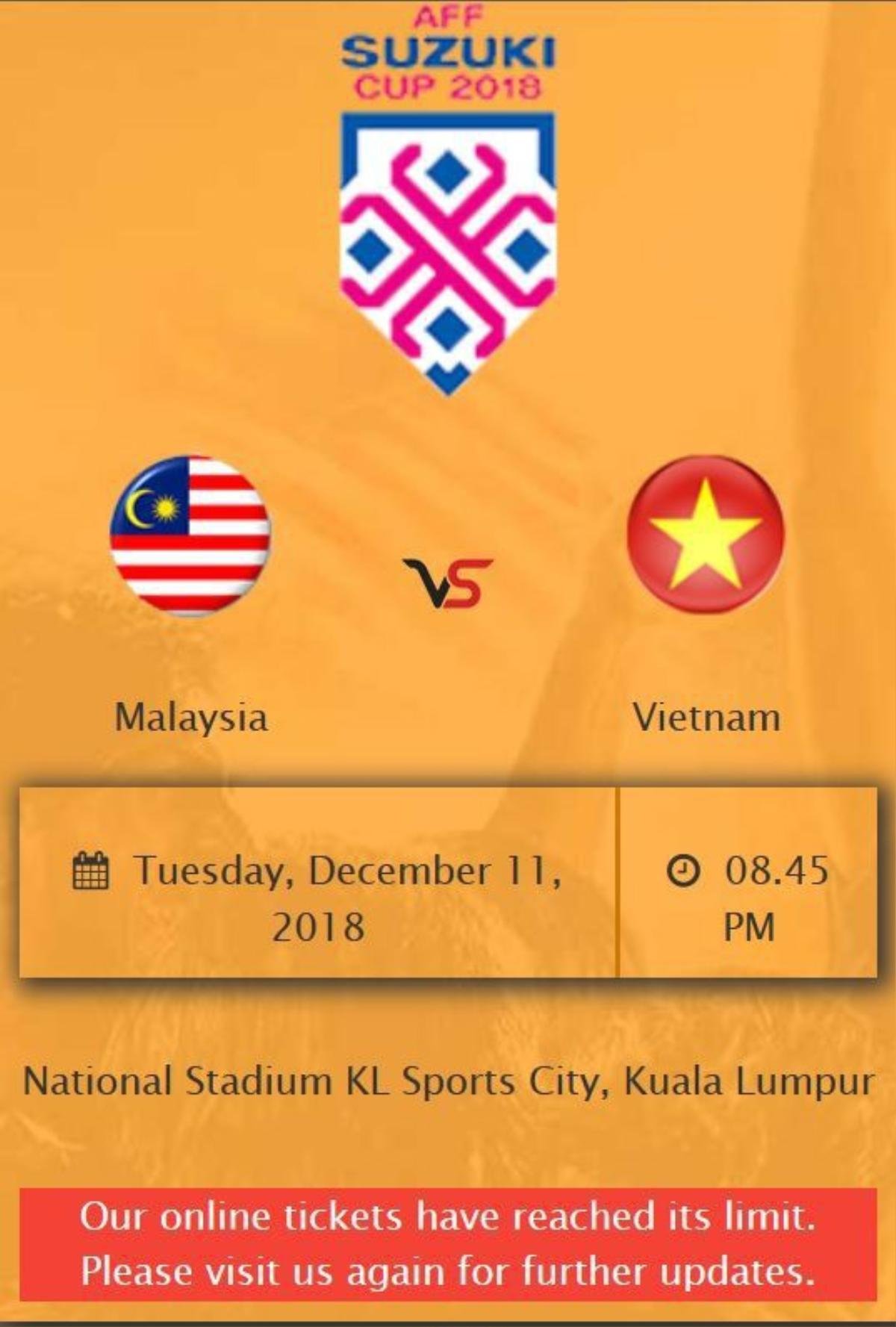 30.000 vé bán online trận chung kết AFF Cup 2018 được CĐV Malaysia 'xử lý' trong tích tắc Ảnh 1