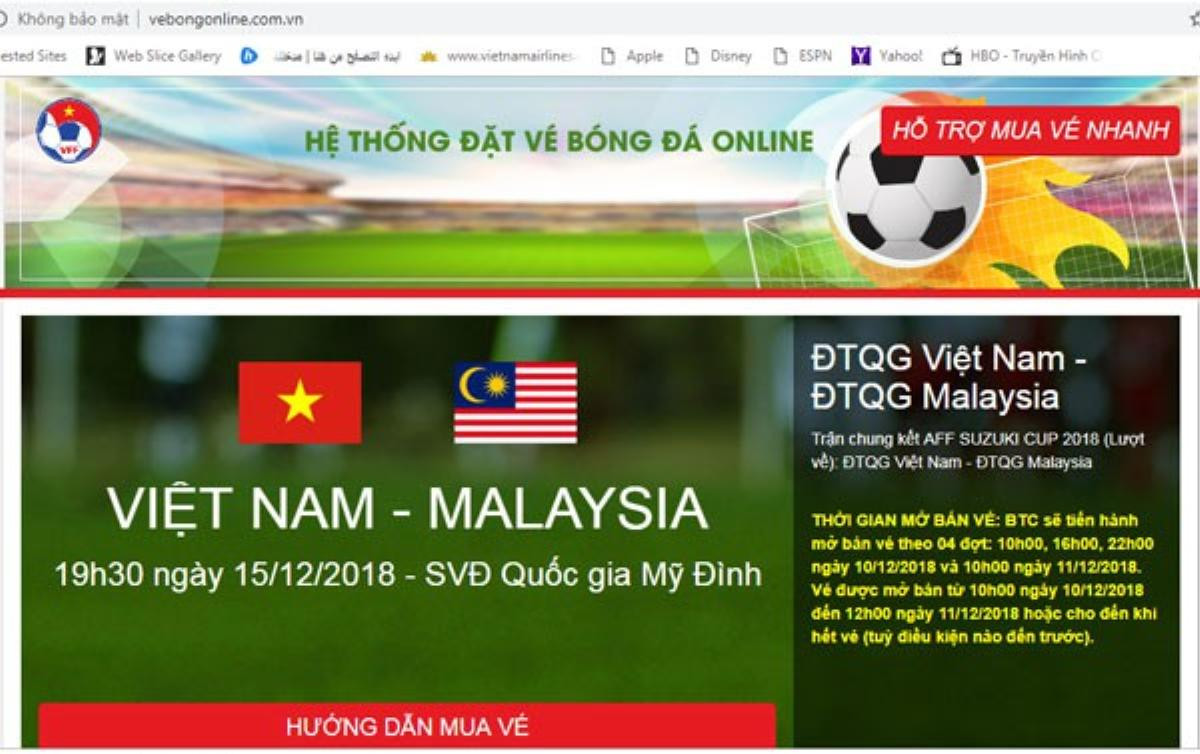 Cảnh báo từ liên đoàn bóng đá Việt Nam: Xuất hiện trang web bán vé giả mạo Ảnh 2