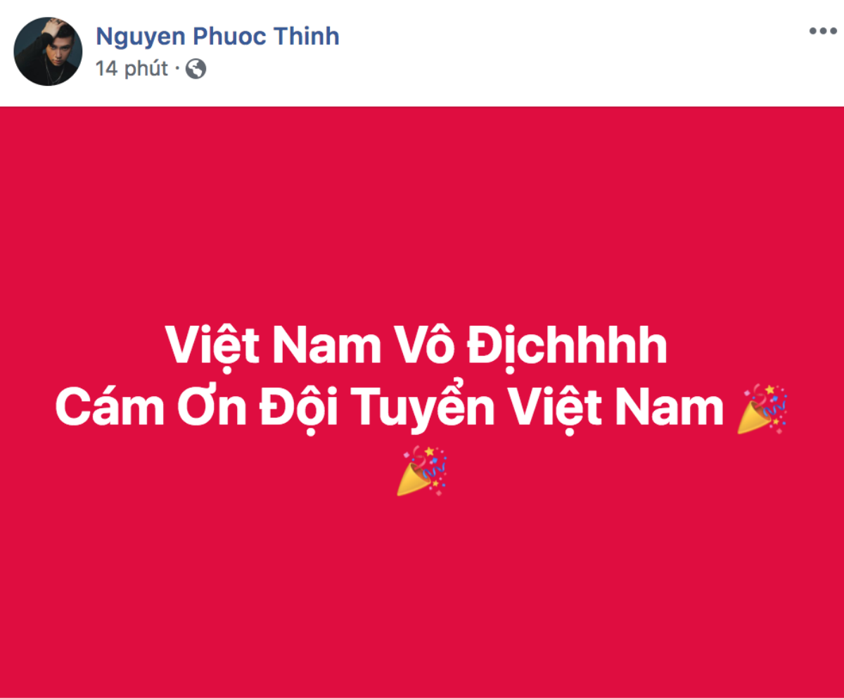 Mỹ Tâm, Noo Phước Thịnh cùng dàn sao ăn mừng 'nổ trời' khi Việt Nam vô địch AFF Cup Ảnh 2