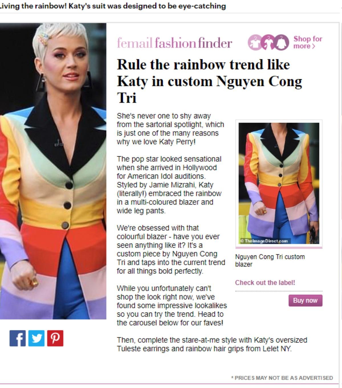 Katy Perry chơi nổi với bộ vest cầu vồng của NTK Nguyễn Công Trí khiến cộng đồng LGBT muốn 'bùng nổ' Ảnh 2