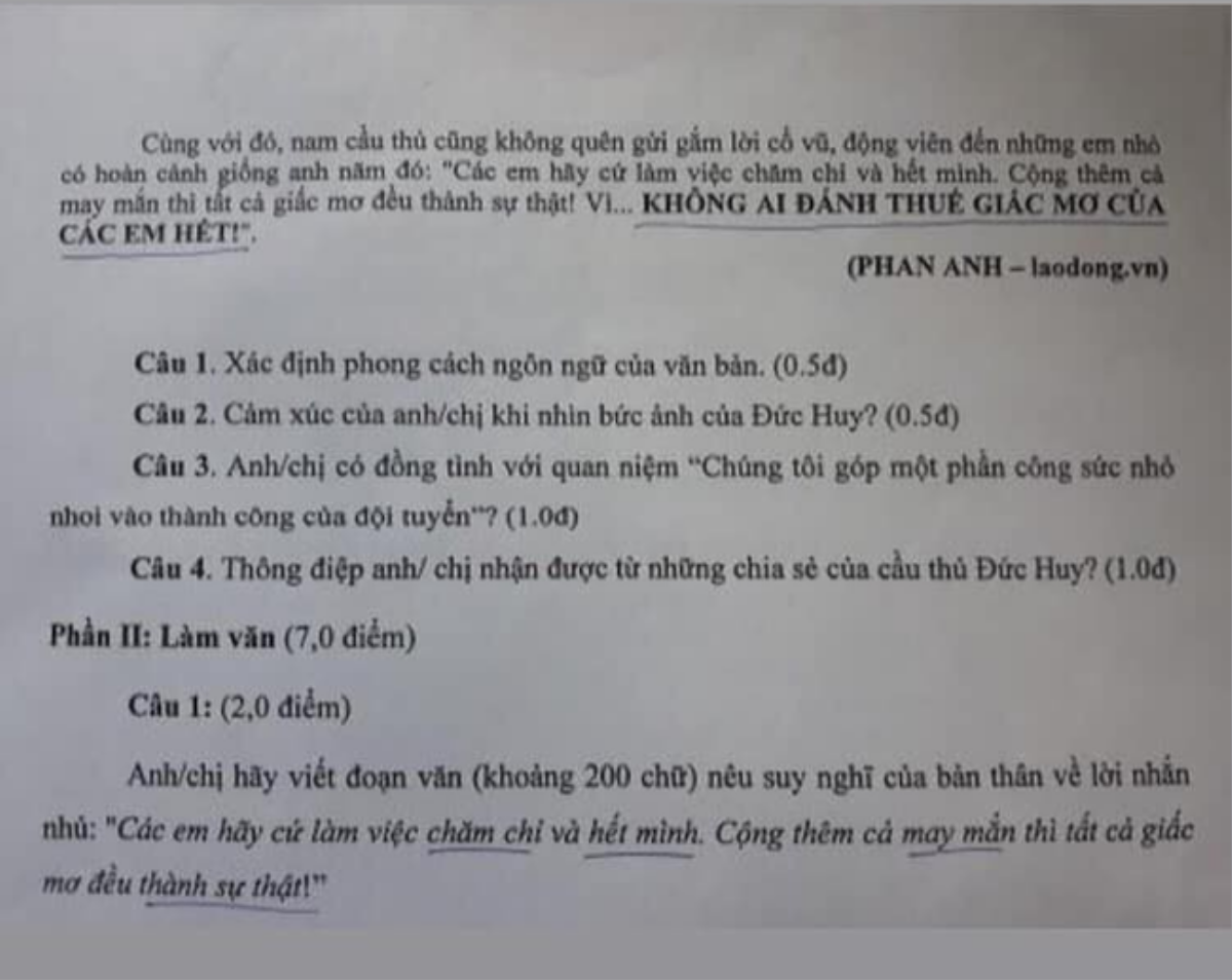 'Cậu bé nhặt bóng' Đức Huy và Duy Mạnh bất ngờ được đưa vào đề thi môn Ngữ văn Ảnh 2