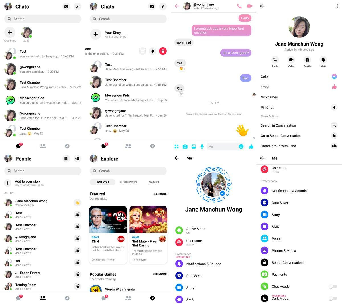 Facebook đang thử nghiệm giao diện người dùng mới và chế độ Dark mode trên Messenger Ảnh 3