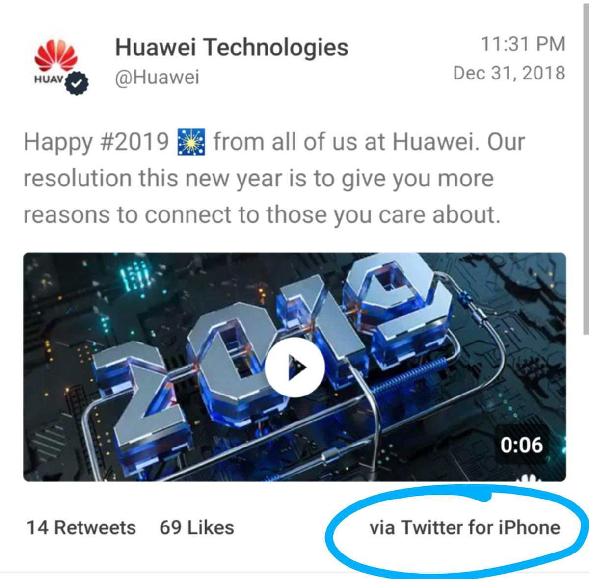 Vừa sang năm mới, Huawei đã 'dính phốt' khi tới hai lần dùng iPhone để đăng bài trên Twitter Ảnh 1