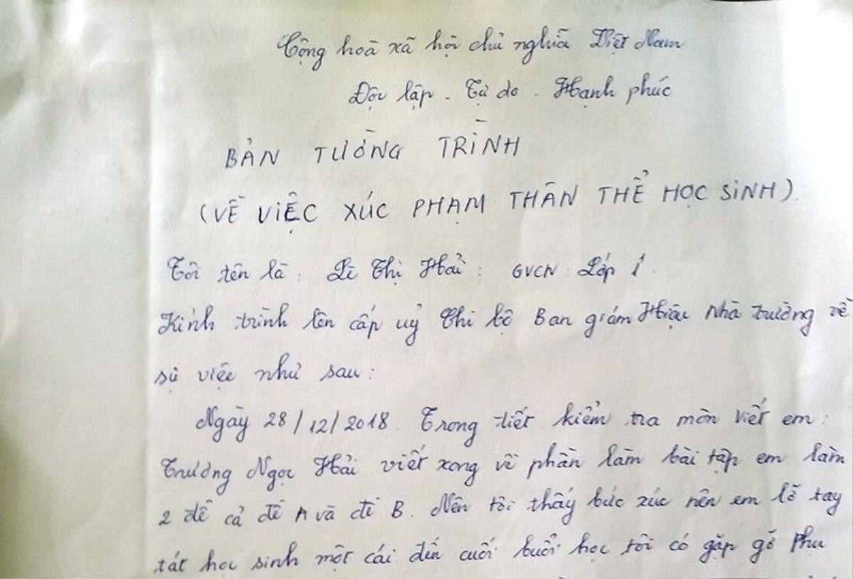 Tường trình của cô giáo tát trò chấn động sọ não: 'do bức xúc nên lỡ tay tát học sinh một cái' Ảnh 2