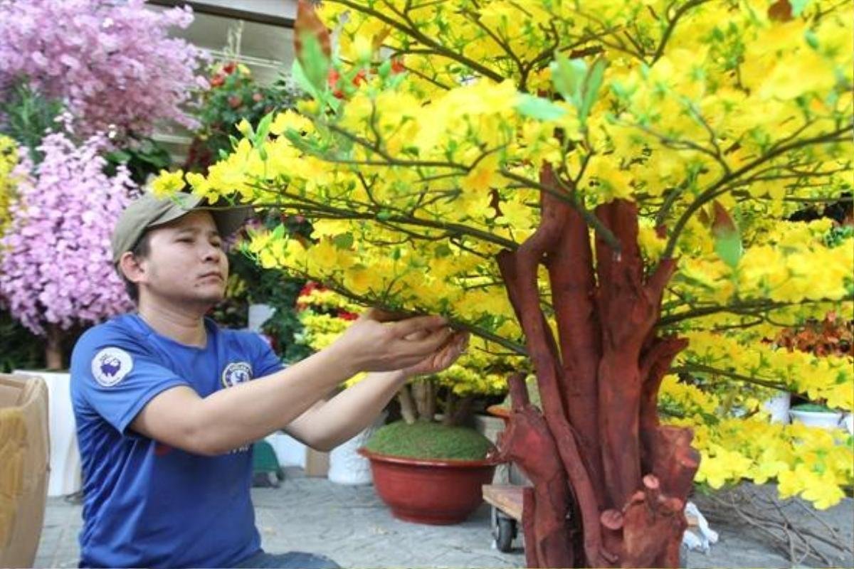 Mai, đào giả 'đắt cắt cổ' 70-80 triệu đồng/chậu xuống đường phục vụ tết Ảnh 9