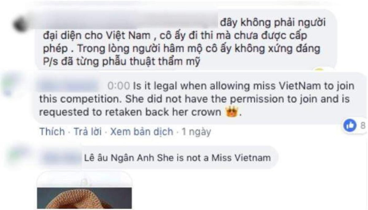 Tin được không: Cư dân mạng ‘tố cáo’ Lê Âu Ngân Anh ngay trên fanpage Miss Intercontinental Ảnh 4