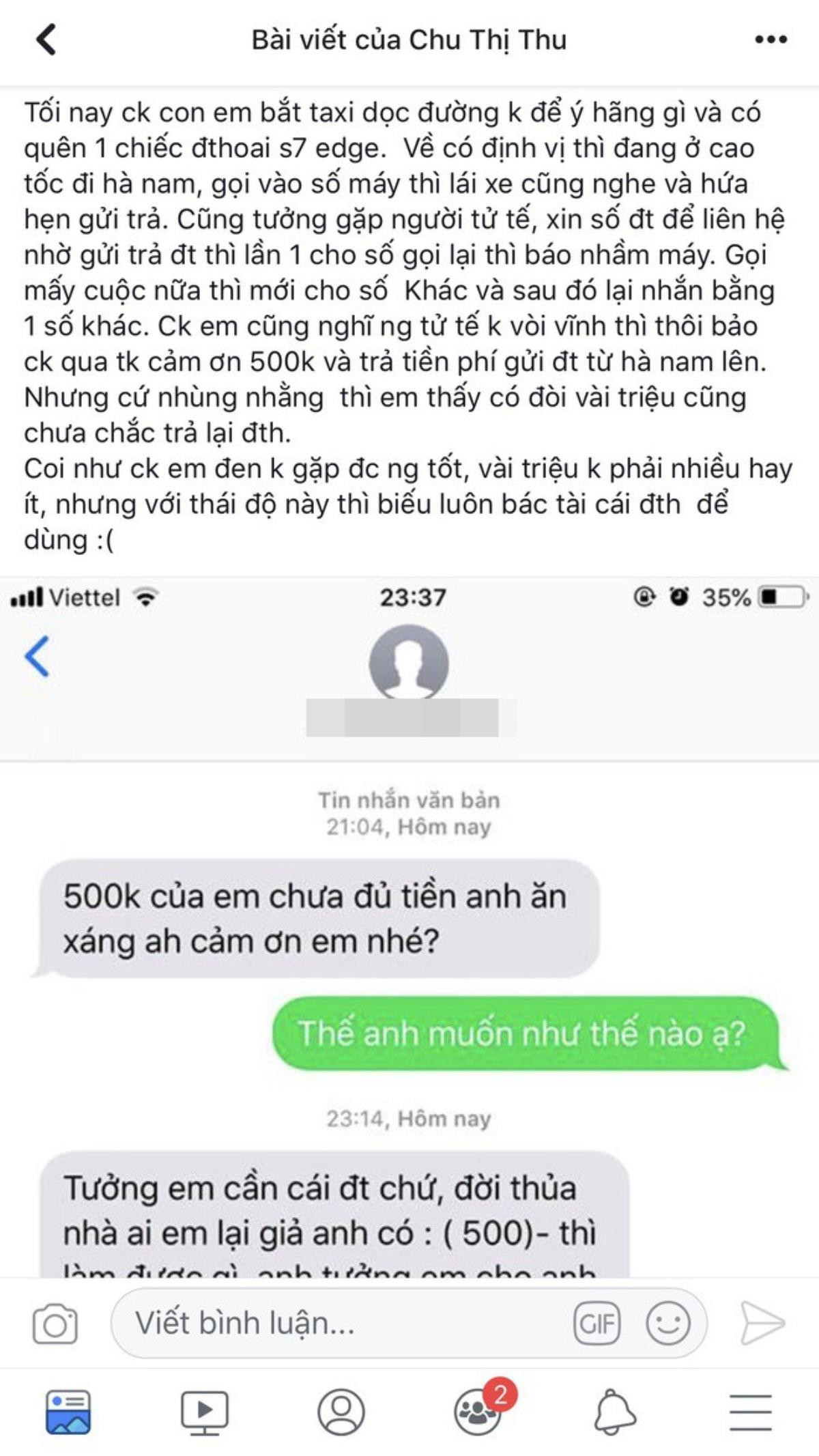 Ăn nói khích bác và vòi vĩnh vài triệu của khách hàng để quên điện thoại trên xe, tài xế taxi bị cộng đồng mạng 'ném đá' dữ dội Ảnh 1