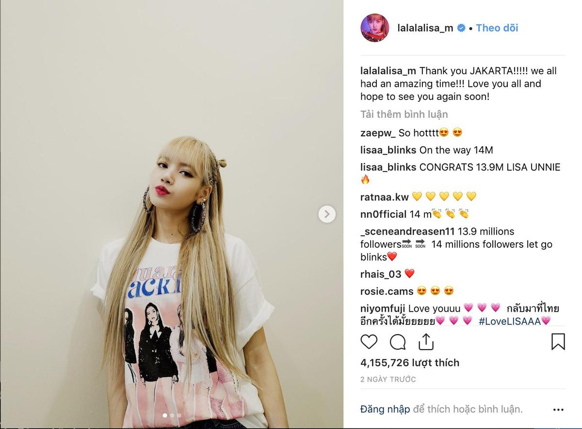 Lisa (BlackPink) tiếp tục lập kỷ lục 'vô tiền khoáng hậu' trên mạng xã hội Instagram Ảnh 1