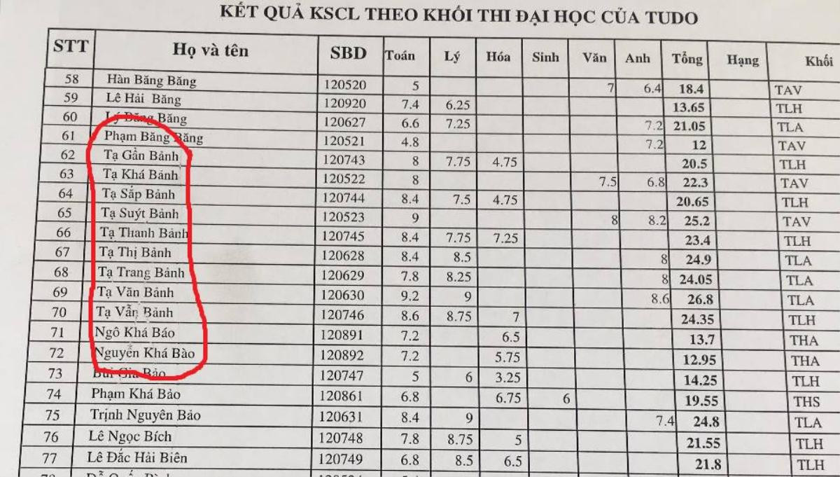 Xuất hiện Phạm Băng Băng, Tạ Suýt Bảnh… trong bảng điểm thi thử ĐH khiến dân mạng tròn mắt ngạc nhiên Ảnh 1