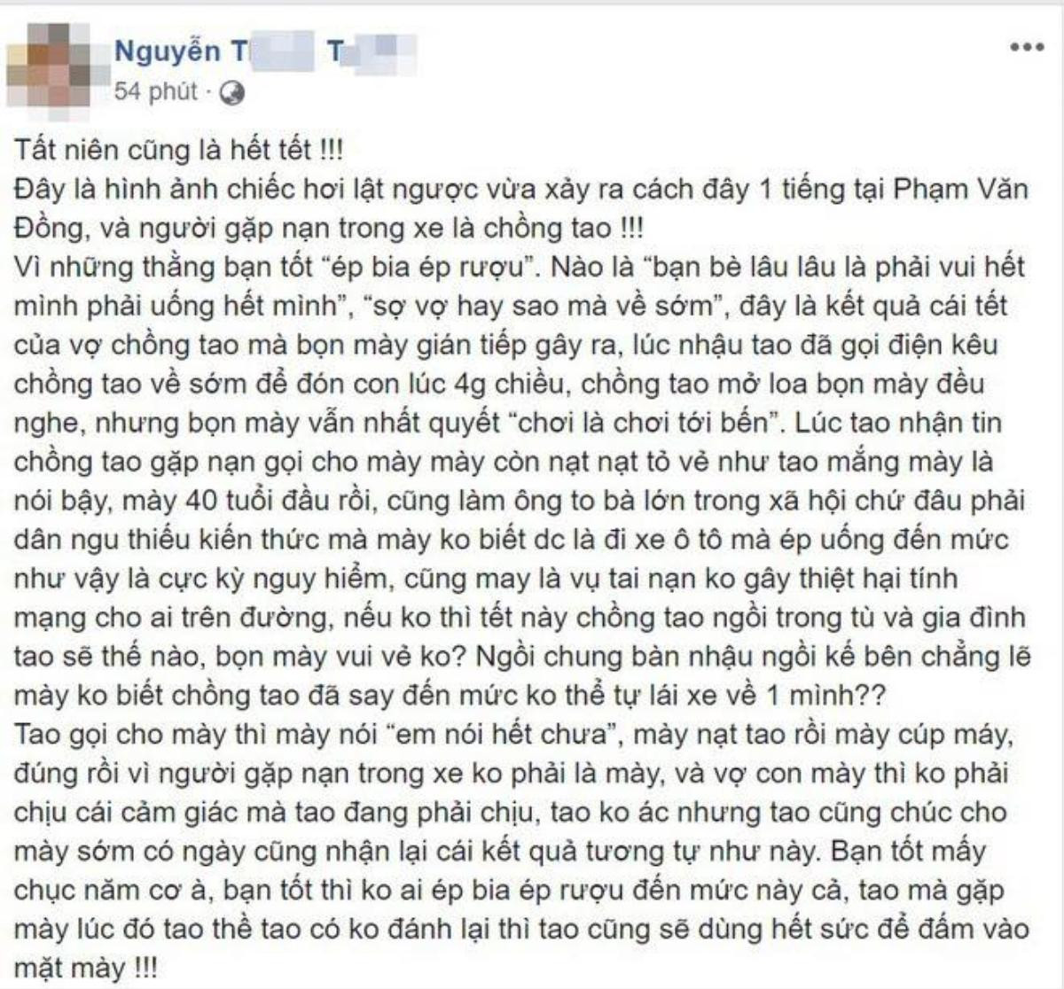 Cô gái bức xúc mắng chửi những người đã ép chồng mình uống nhiều sau tai nạn lật xe ô tô vì say rượu Ảnh 2