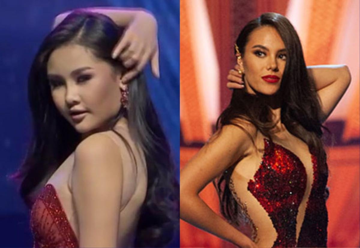 Lê Âu Ngân Anh và H'Hen Niê 'sao chép' style 'huyền thoại' của Hoa hậu Hoàn vũ Catriona Gray Ảnh 2