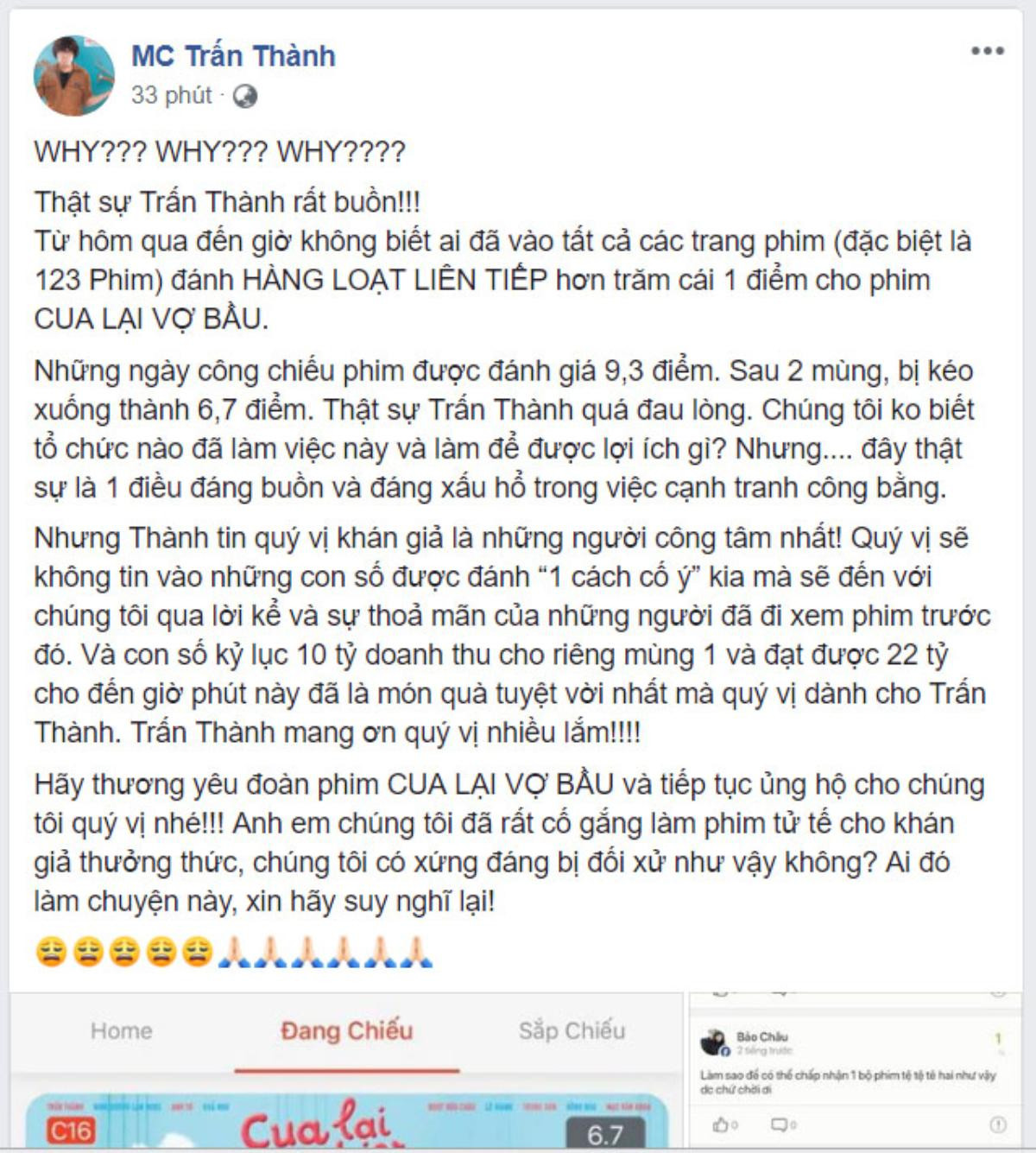 Cùng đóng hai phim Tết nhưng Trấn Thành lên tiếng nói 'Cua lại vợ bầu' bị chơi xấu, vậy do 'Trạng Quỳnh' hay 'Táo Quậy'? Ảnh 1