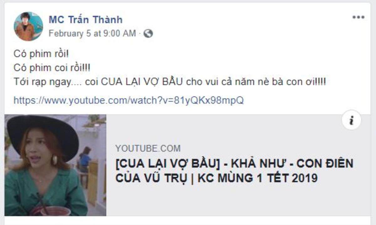 Khán giả thắc mắc: Cùng chiếu Tết 2019 nhưng Trấn Thành chỉ PR 'Cua lại vợ bầu' mà ít nhắc đến 'Trạng Quỳnh', là do phân biệt vai chính vai phụ? Ảnh 13