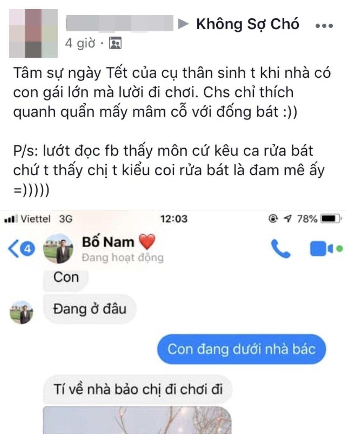 Thấy con gái chỉ đam mê nấu cỗ rửa bát suốt mấy ngày Tết, bố sợ con ế nên tìm cách 'đuổi' đi chơi Ảnh 1