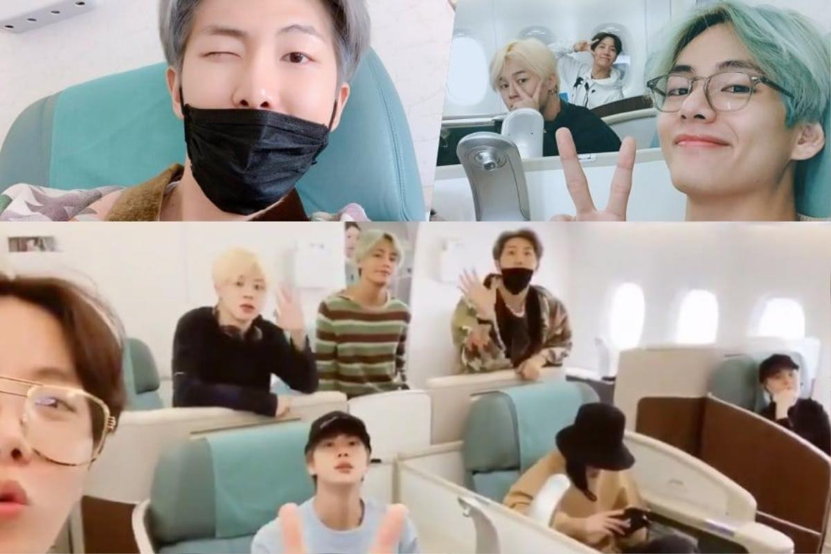 BTS háo hức khoe ảnh trên máy bay đến Los Angeles dự Grammy Awards 2019: V nhắng nhít với mũi heo 'trend Kỷ Hợi' Ảnh 4