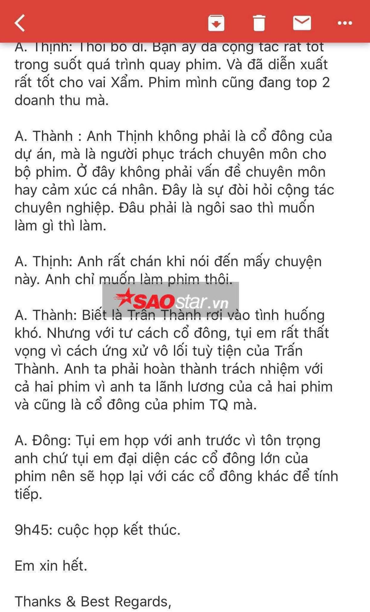 Cổ đông sản xuất phim 'Trạng Quỳnh' bức xúc đòi khởi kiện Trấn Thành mặc cho đạo diễn Đức Thịnh phản đối Ảnh 8