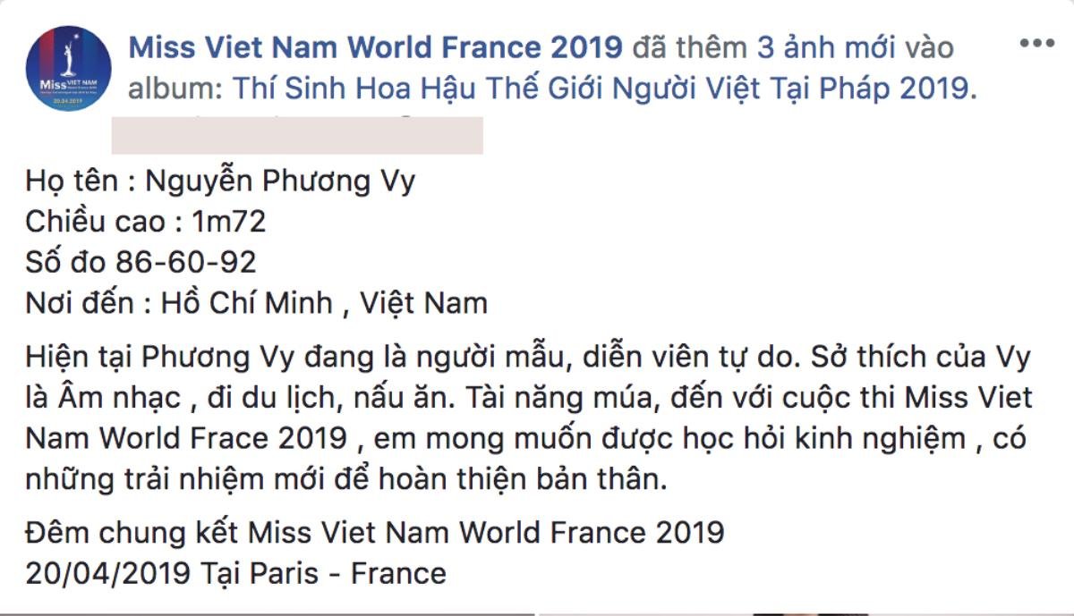 Hậu The Tiffany Việt Nam, Phương Vy tiếp tục tranh tài trong một cuộc thi nhan sắc tại Pháp Ảnh 5