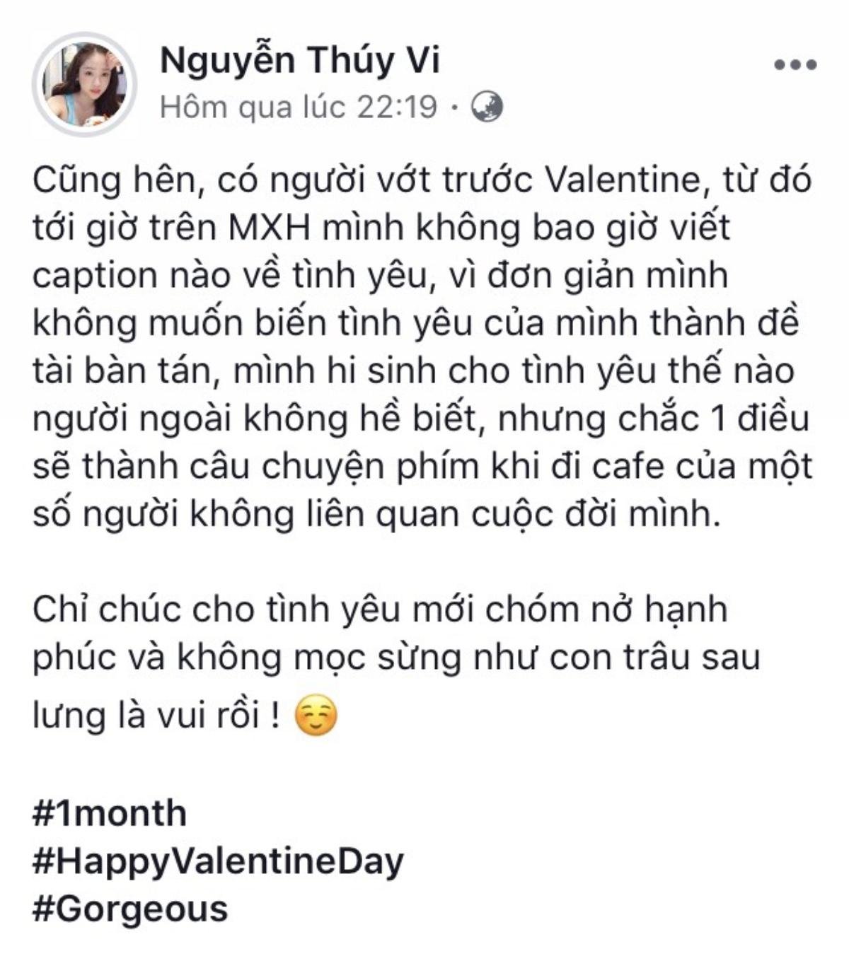 Thuý Vi công khai đã có bạn trai đúng ngày Valentine, mong hạnh phúc và không bị ‘mọc sừng’ Ảnh 2