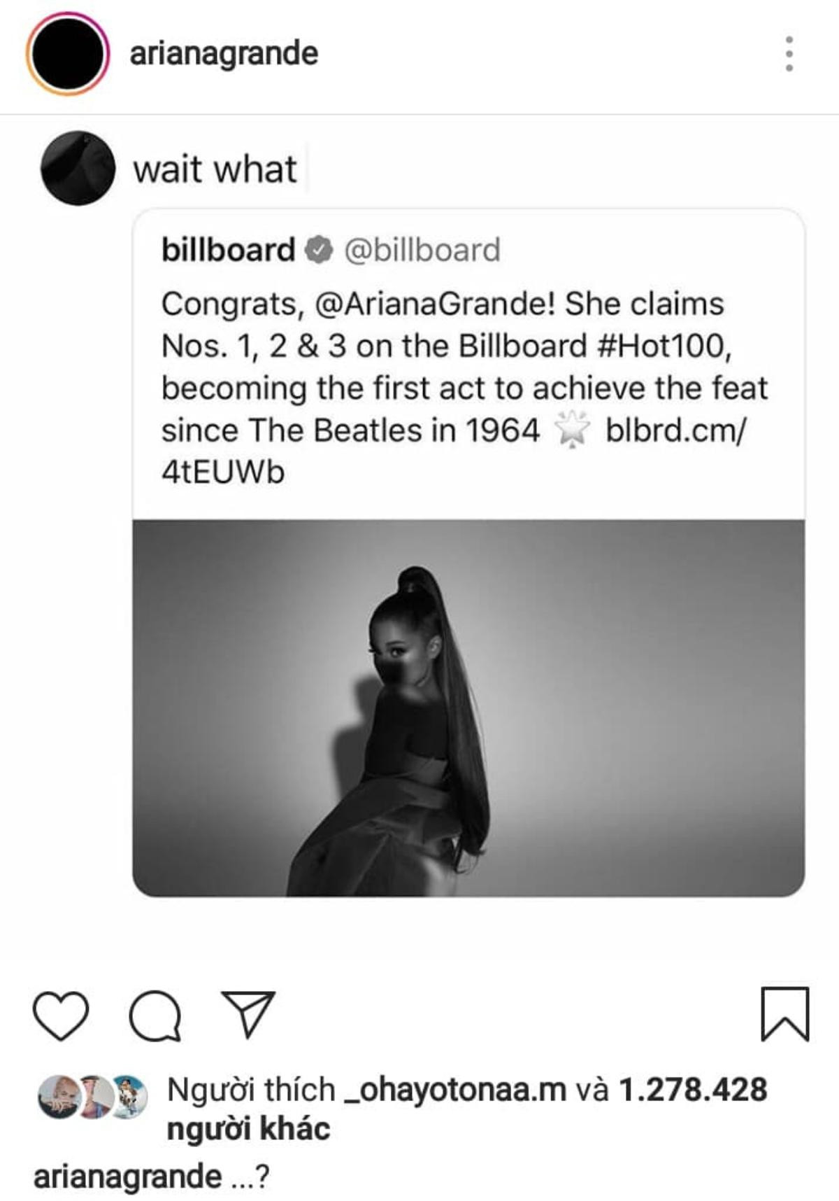 Nguyên album 'đổ bộ' Top 100 Billboard: Ariana Grande phản ứng thế nào? Ảnh 2