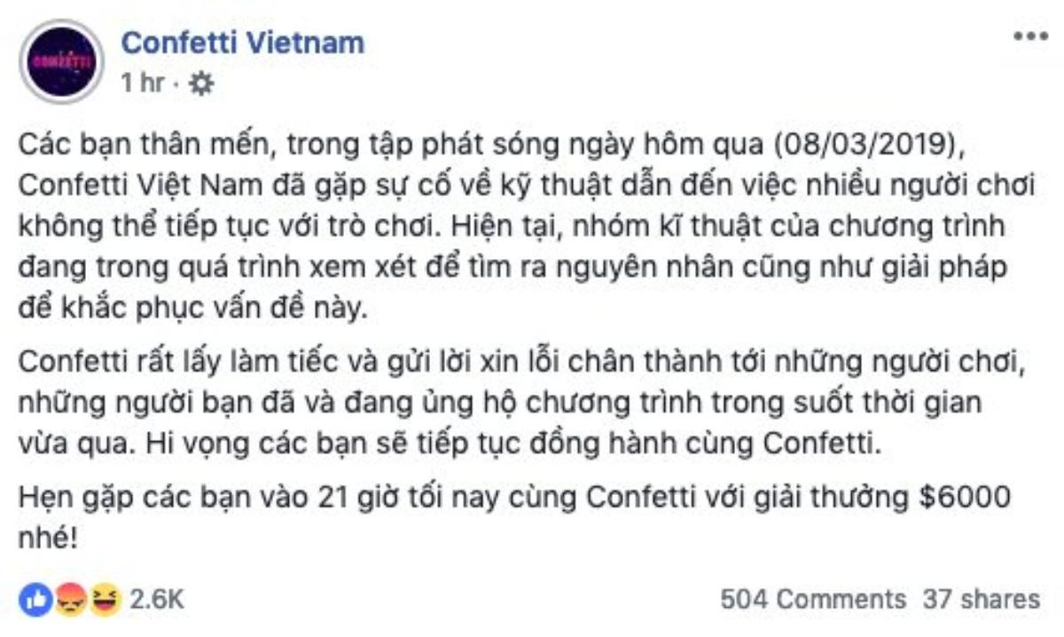 Mất vui rồi, Confetti Vietnam vừa thừa nhận gặp lỗi kĩ thuật khiến hàng loạt người chơi 'đơ máy' Ảnh 2