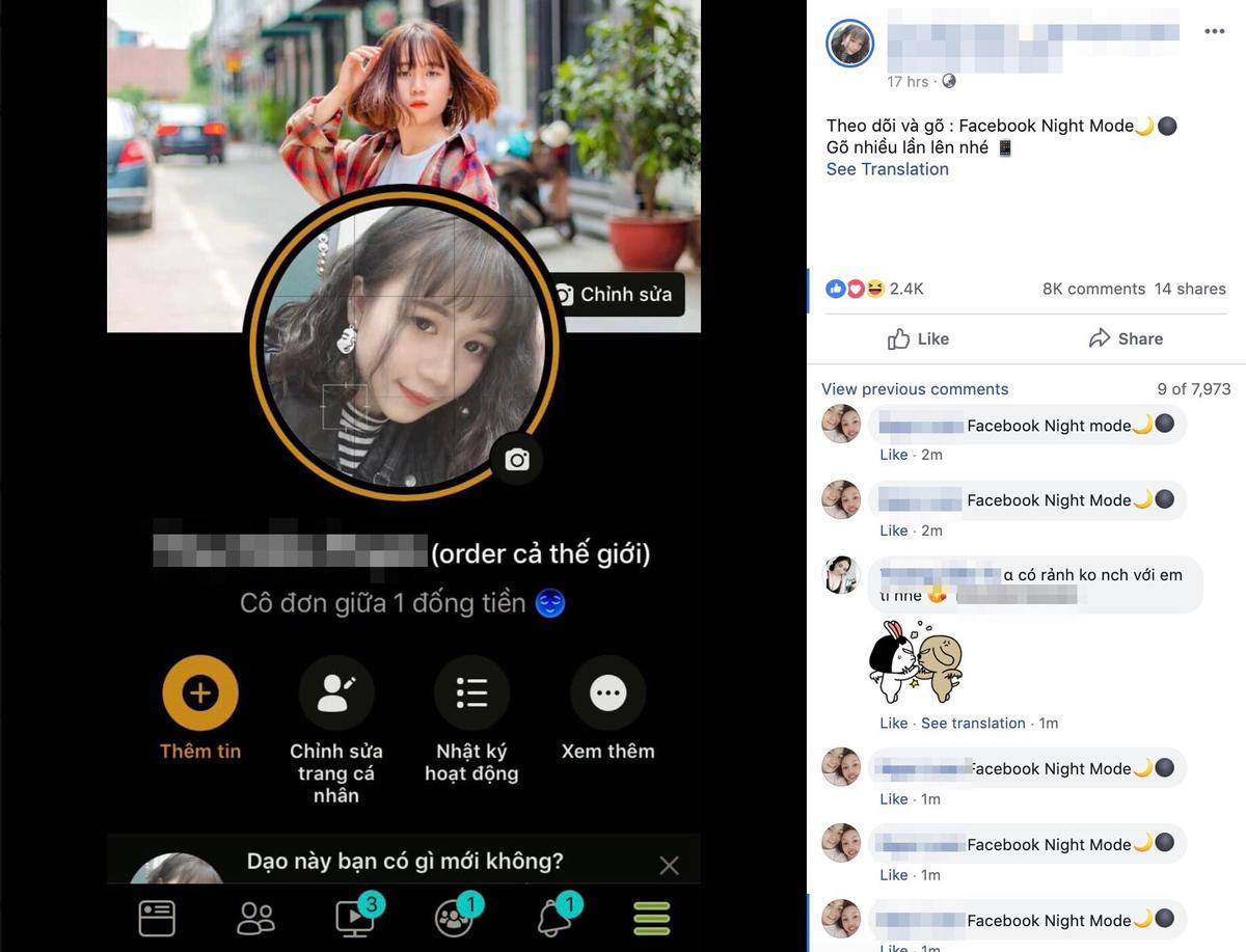 Cư dân mạng Việt Nam tiếp tục ăn quả lừa khi comment 'Facebook Night Mode' để kích hoạt chế độ ban đêm Ảnh 1