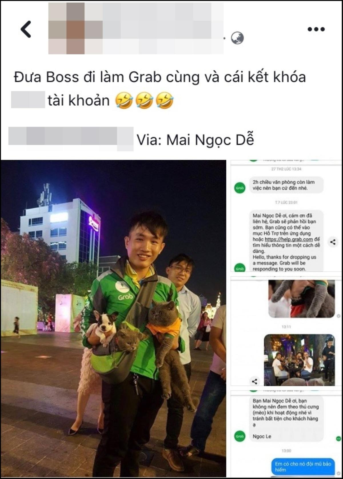 Đội mũ bảo hiểm thắt dây an toàn cho boss rồi đưa đi làm cùng, anh chàng Grab bị khoá luôn tài khoản Ảnh 1