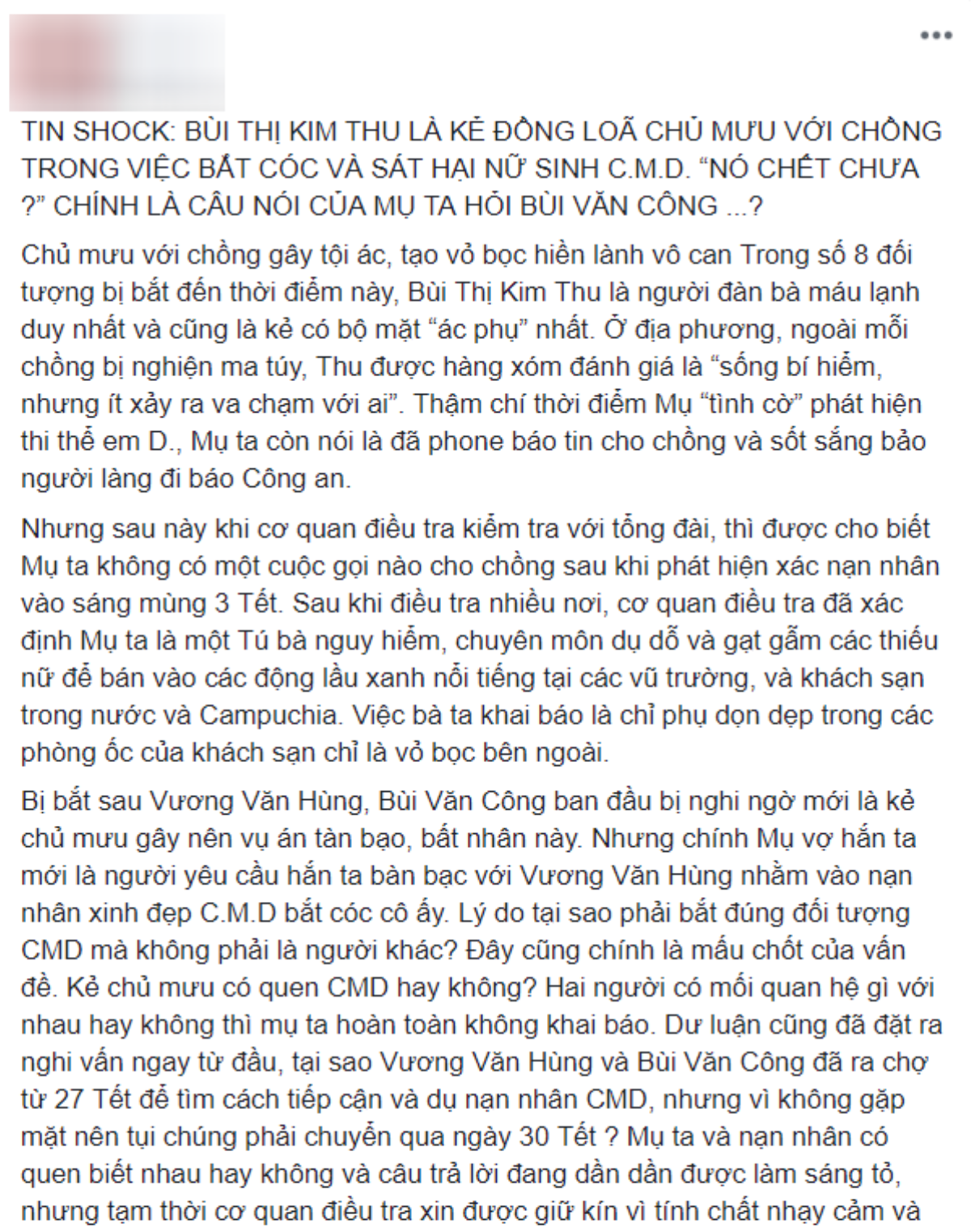 Vụ cô gái giao gà bị sát hại: Thực hư thông tin bà Thu là 'tú bà' chuyên dụ dỗ các thiếu nữ để bán vào động lầu xanh Ảnh 1