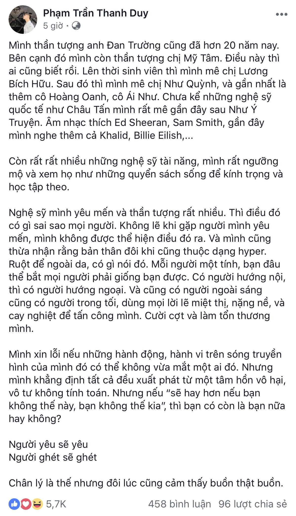 Bị tố 'làm màu' vì khóc khi nhìn thấy Đan Trường: Thanh Duy nói gì? Ảnh 3