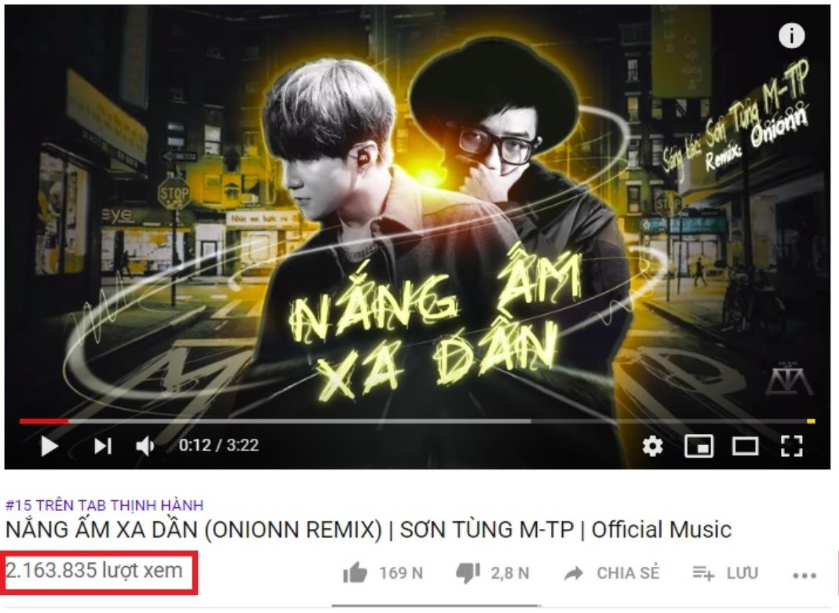 Cập nhật về 'Nắng ấm xa dần' bản remix của Sơn Tùng: Con số đạt được chưa ấn tượng Ảnh 2