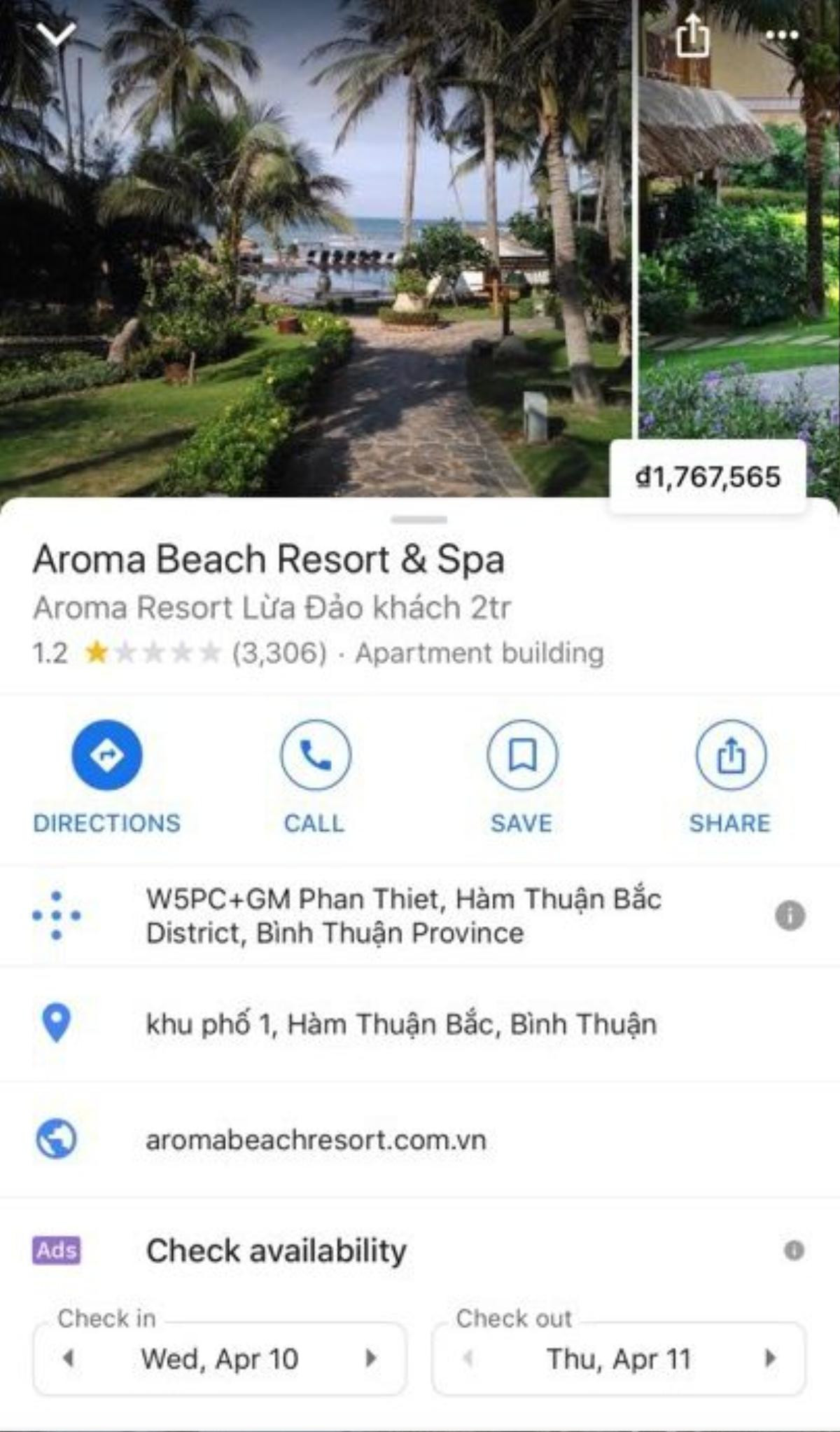 Hot: Resort hạng sang bị đổi tên thành 'Aroma Resort Lừa Đảo khách 2tr' và nhận hơn 3000 đánh giá 1 sao sau video tố lừa đảo Ảnh 2