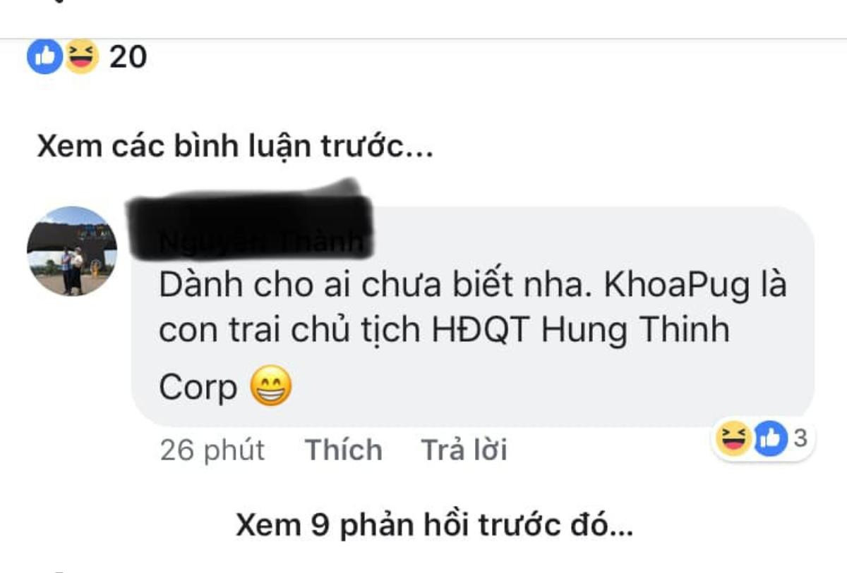 Rộ thông tin Khoa Pug là con trai chủ tịch HĐQT, công ty địa ốc Hưng Thịnh nói gì? Ảnh 2