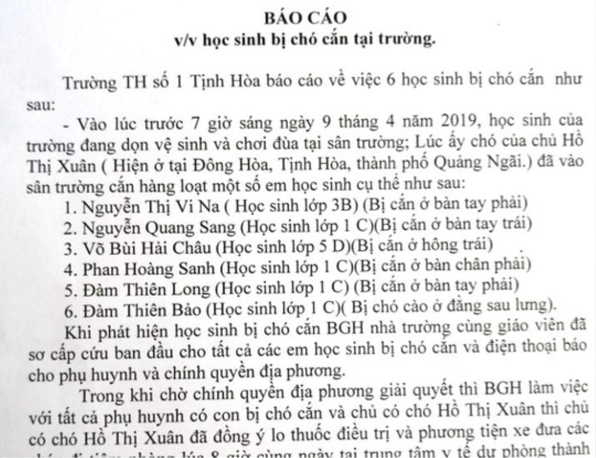 Chó dữ thả rông xông vào trường cắn 6 học sinh bị thương Ảnh 1