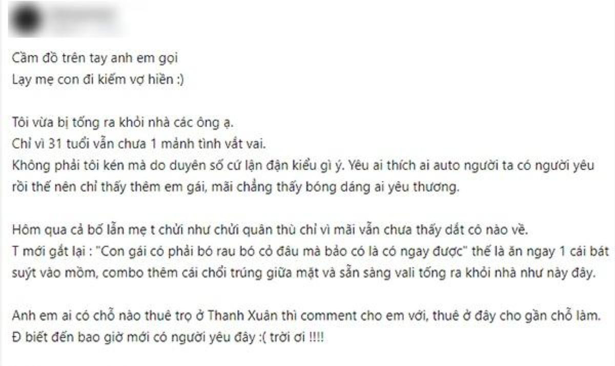 31 tuổi chưa một mảnh tình vắt vai, chàng trai bị bố mẹ cho ăn đòn, ném quần áo đuổi thẳng cổ khỏi nhà vì sợ ‘ế’ Ảnh 2