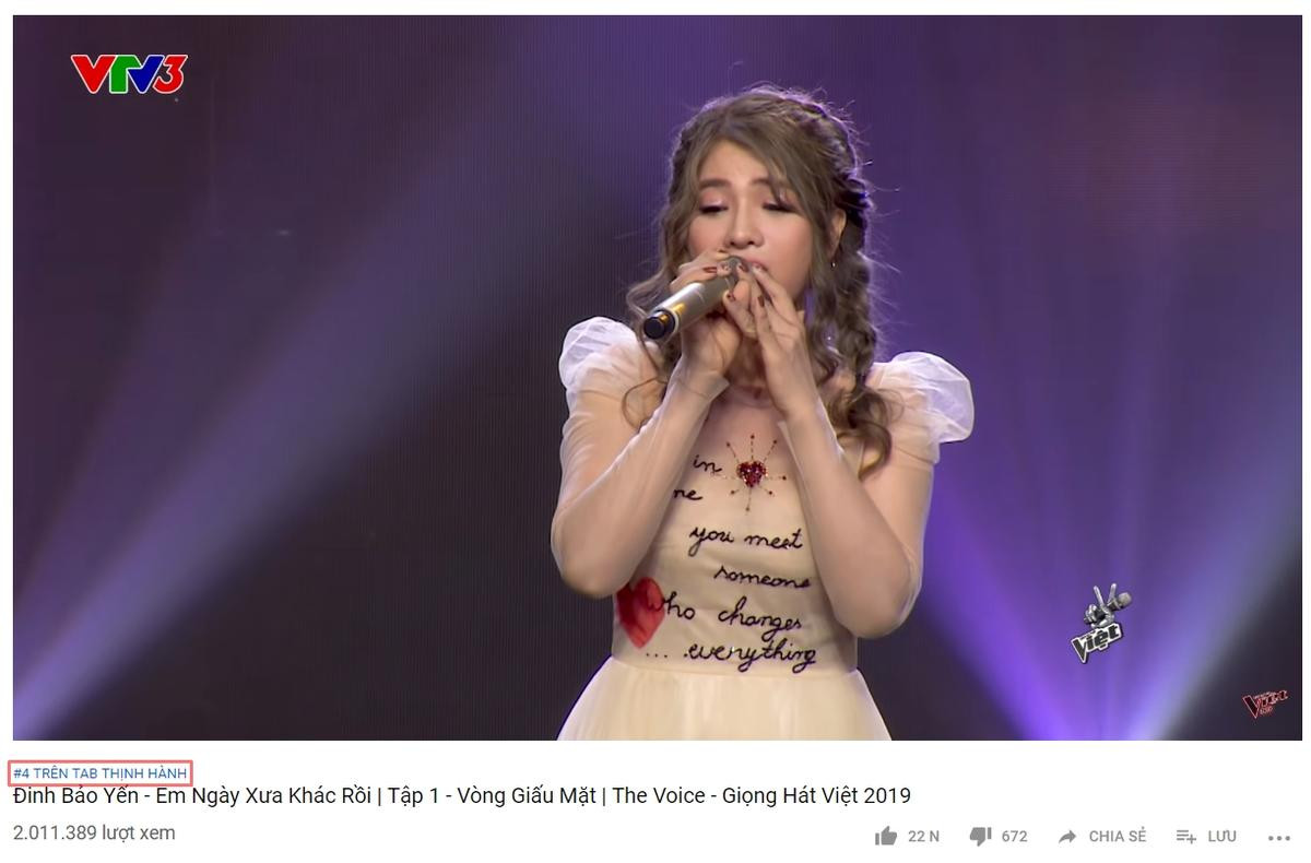 Bảo Yến Rosie cán mốc 2 triệu view với tiết mục Giấu mặt 'như quán quân', lọt Top 4 Youtube Trending Ảnh 1