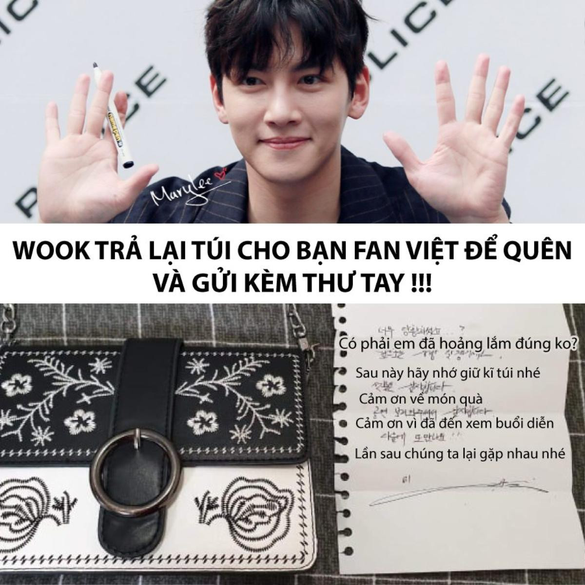 Chuẩn soái ca, Ji Chang Wook viết thư tay ngọt ngào tặng 2 fangirl người Việt bất cẩn để quên đồ Ảnh 1