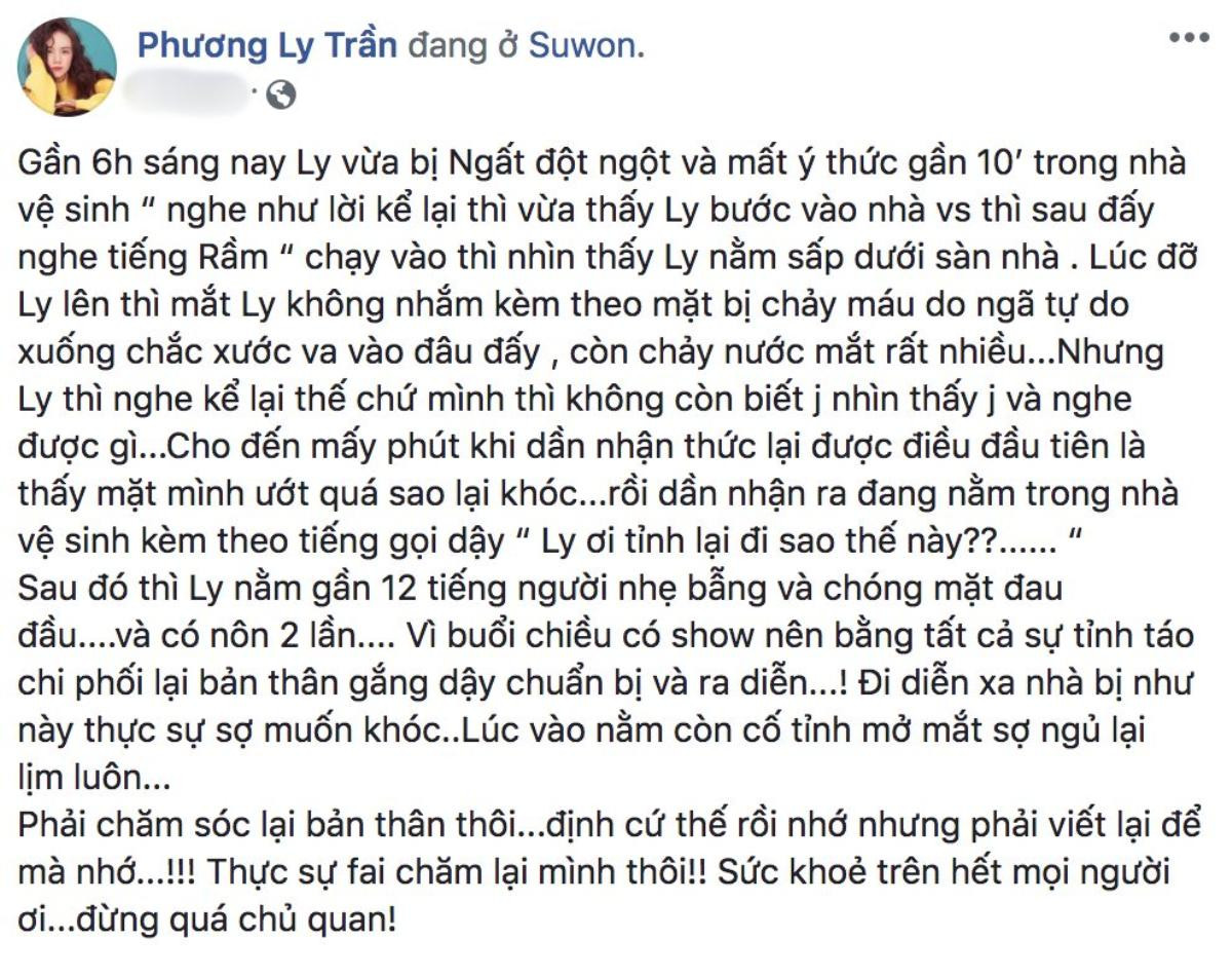 Phương Ly khiến fan 'phát hoảng' khi chia sẻ câu chuyện mất ý thức đột ngột và ngất xỉu Ảnh 2