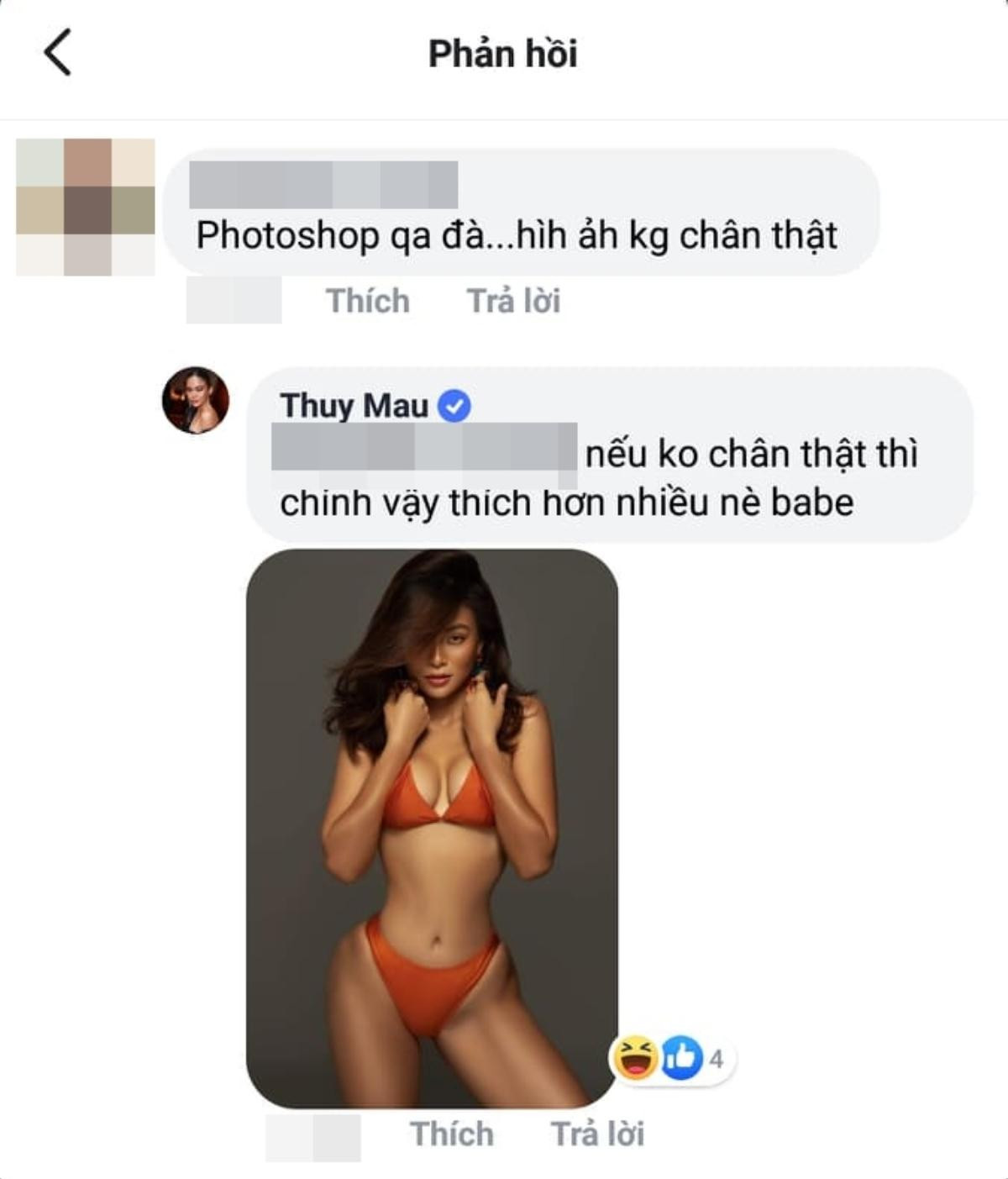 Bị chê Photoshop quá đà, á hậu Mâu Thủy tiện tay sửa ảnh đáp trả khiến antifan 'câm nín' Ảnh 2