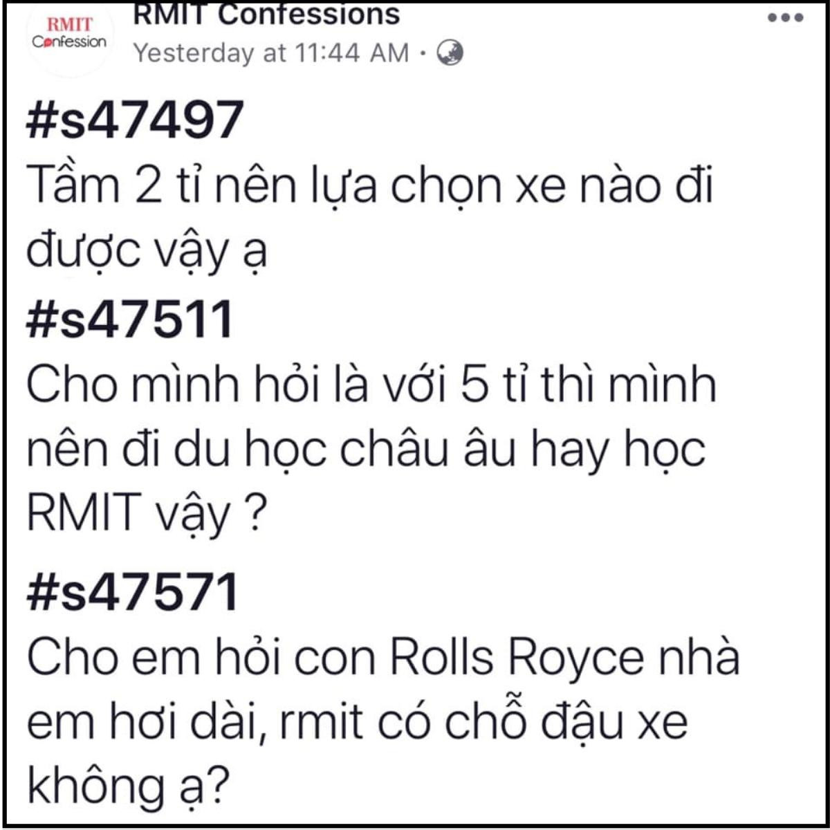 'Con Rolls Royce nhà em hơi dài, RMIT có chỗ đậu xe không ạ?' - câu hỏi khiến cộng đồng sinh viên RMIT dậy sóng Ảnh 1