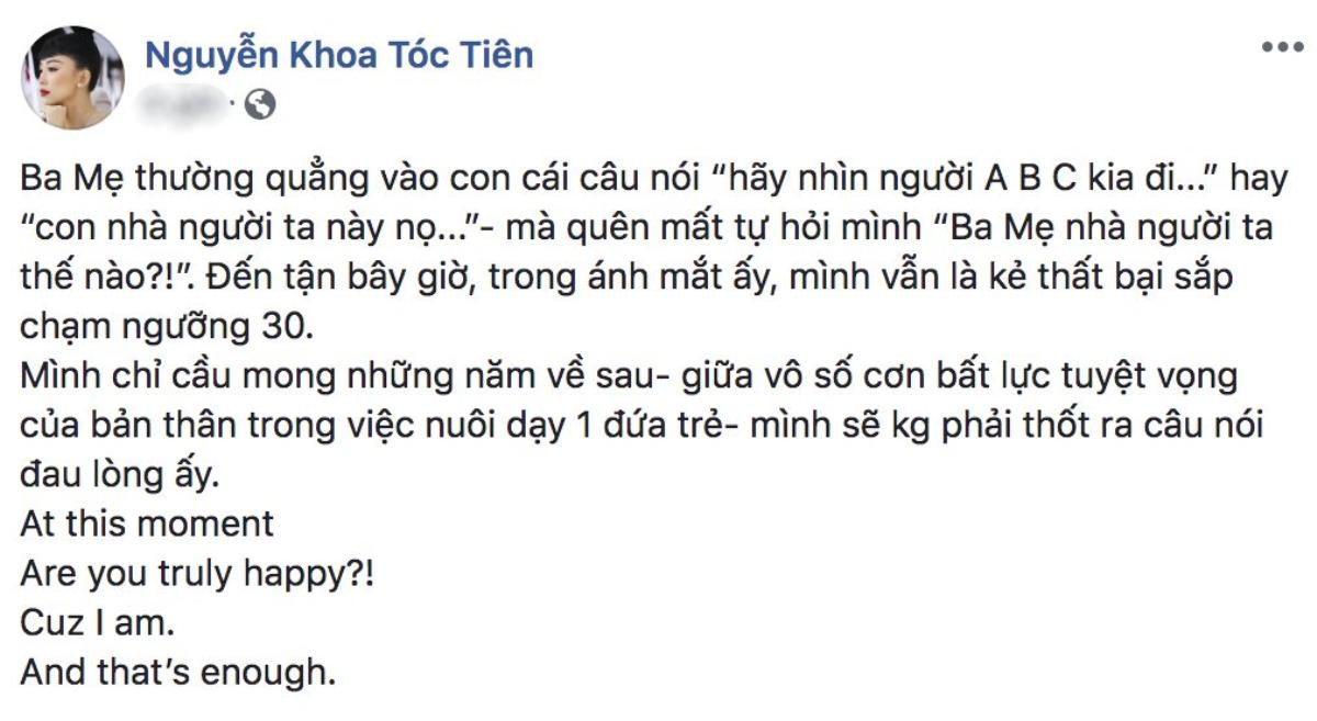 Chuẩn 'con nhà người ta' như Tóc Tiên cũng có lúc thốt lên: 'Trong ánh mắt ấy, mình vẫn là kẻ thất bại' Ảnh 1