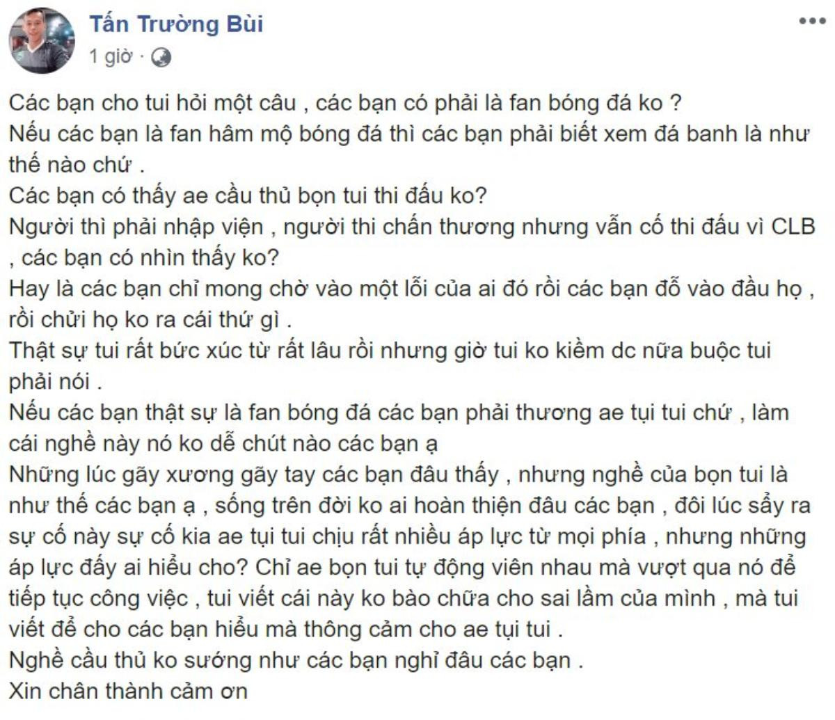 Thủ môn Bùi Tấn Trường: 'Là fan phải biết xem bóng đá chứ?' Ảnh 1