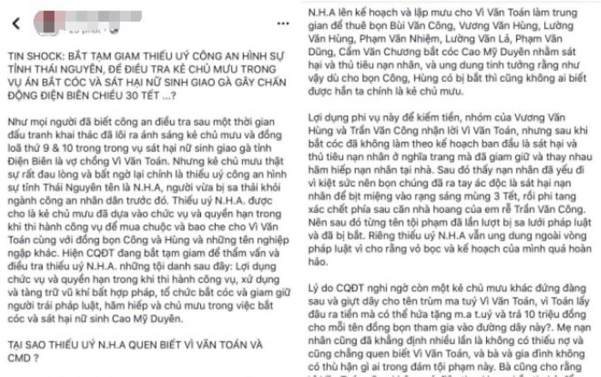 Vụ cô gái giao gà bị sát hại chiều 30 Tết: Sự thật thông tin bắt tạm giam thiếu úy công an là chủ mưu Ảnh 1