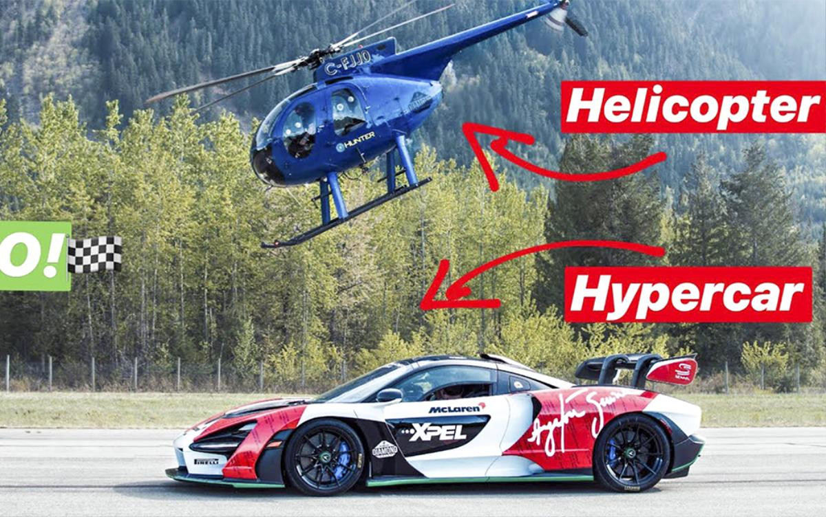 Siêu xe McLaren Senna đối đầu trực thăng