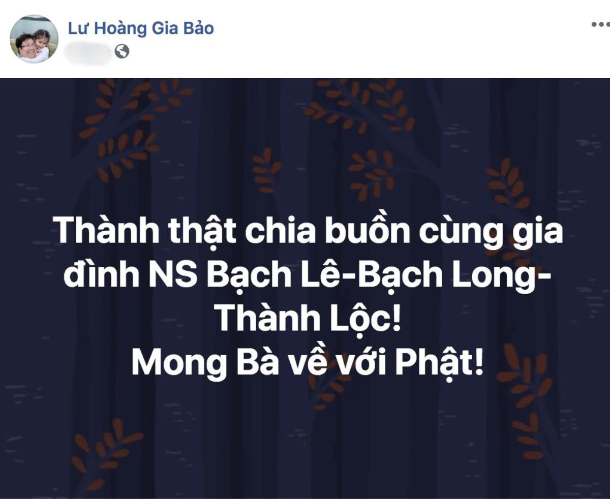 Hồng Đào, Lam Trường cùng các sao Việt bày tỏ thương tiếc khi mẹ NSƯT Thành Lộc - Bạch Long qua đời Ảnh 5