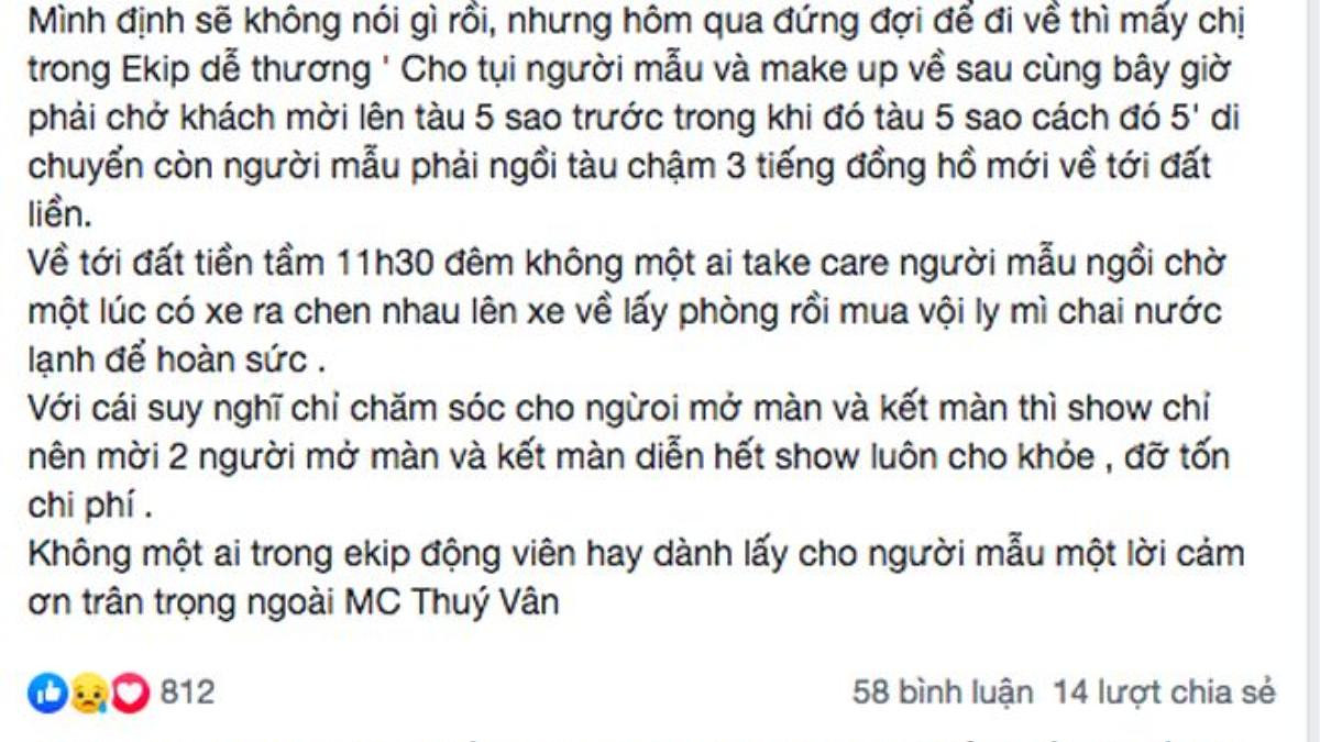 Show thời trang mà Lê Thúy tố người mẫu bị đối xử tệ bạc đói khát, NTK và đạo diễn nói gì? Ảnh 3